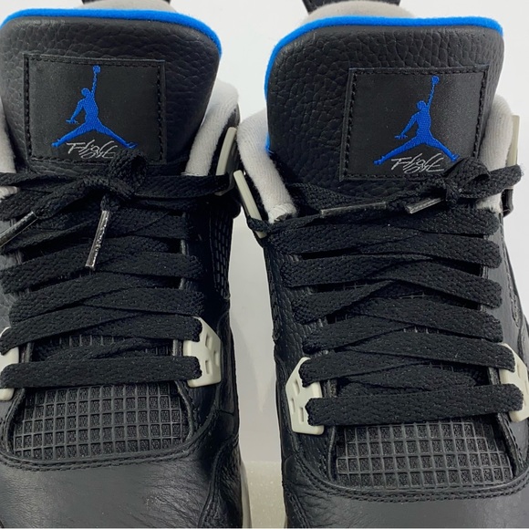 NIKE AIR JORDAN 4 Retro BG 408452-006 Size 7Y Black Blue Motorsport Alternate - Picture 4 of 12